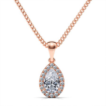 GSD Halo Pendant Including 45cm 18ct rose gold fine tracer chain ...