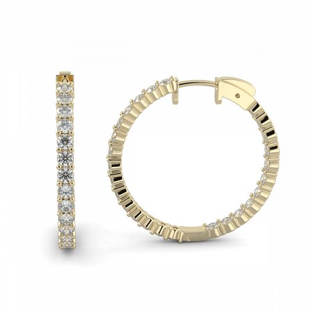 18ct Yellow Gold Round Hoop Earring with Total 2.65cts Round Lab Grown Diamond