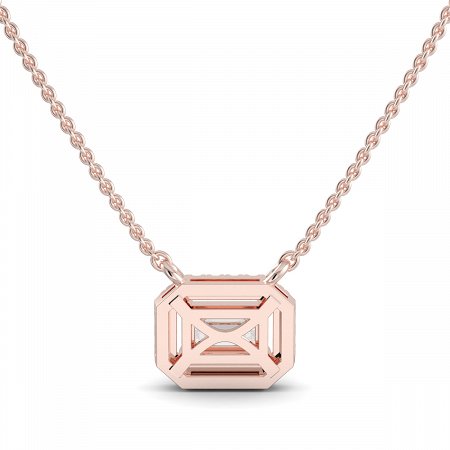 18ct Rose Gold Necklace with Emerald & Round Lab Grown Diamond 0.62ct Total Weight, E-F / VS-VVS