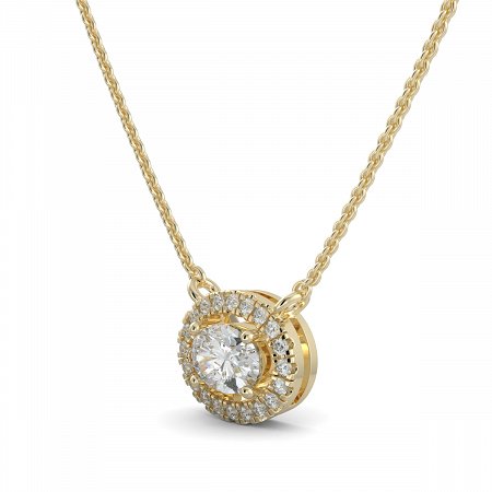 18ct Yellow Gold Necklace with Oval & Round Lab Grown Diamond 0.62ct Total Weight, E-F / VS-VVS