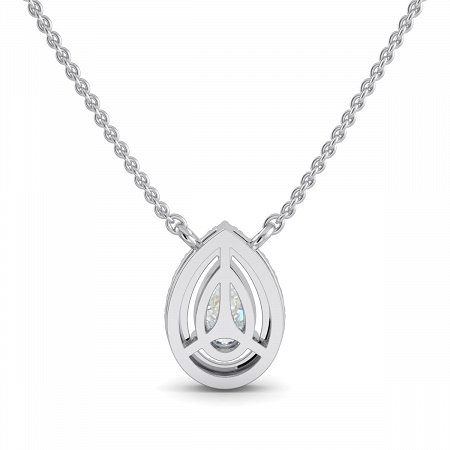 18ct White Gold Necklace with Pear & Round Lab Grown Diamond 0.63ct Total Weight, E-F / VS-VVS