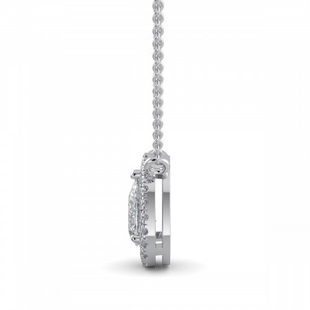 18ct White Gold Necklace with Pear & Round Lab Grown Diamond 0.63ct Total Weight, E-F / VS-VVS