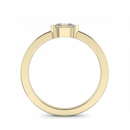 18ct Yellow Gold Ring Half Bezel Setting with Oval Lab Grown Diamond 0.35ct, E-F / VS-VVS
