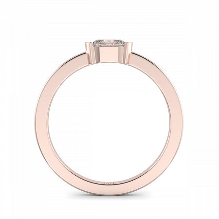 18ct Rose Gold Ring Half Bezel Setting with Oval Lab Grown Diamond 0.35ct, E-F / VS-VVS