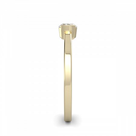 18ct Yellow Gold Ring Half Bezel Setting with Oval Lab Grown Diamond 0.35ct, E-F / VS-VVS