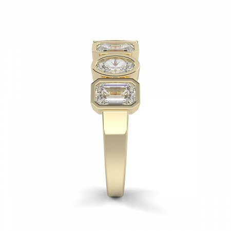 18ct Yellow Gold Ring Bezel Setting with Emerald & Oval Lab Grown Diamond 1.76ct Total Weight, E-F / VS-VVS