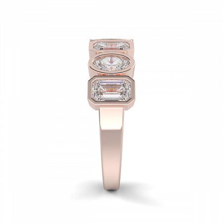 18ct Rose Gold Ring Bezel Setting with Emerald & Oval Lab Grown Diamond 1.76ct Total Weight, E-F / VS-VVS