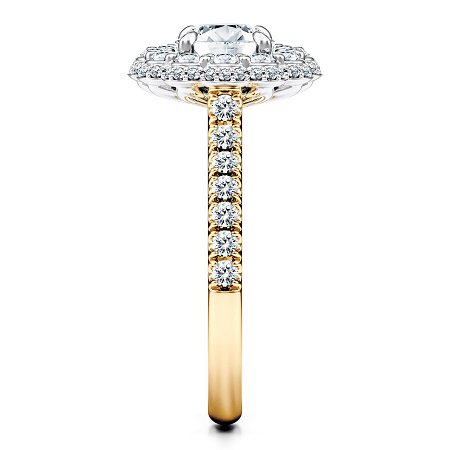 Angeli Halo Diamond Engagement Ring in 18ct Yellow Gold with Round ...