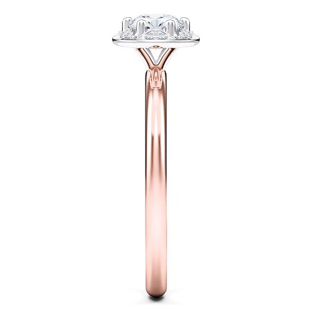 18ct Gold Emerald Cut Halo Diamond Ring, 0.61 carats.