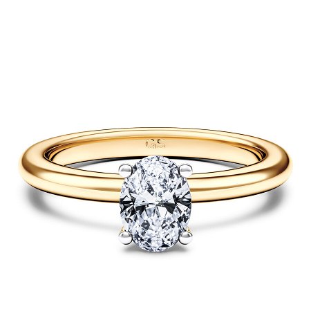 Ariel Solitaire Diamond Engagement Ring in 18ct Yellow Gold with Oval ...