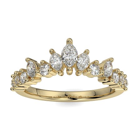 18YG CLUSTER WEDDING RING 0.53CTS