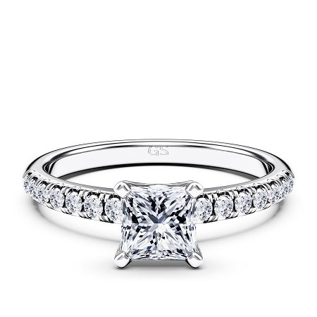 Tribute Side Stones Diamond Engagement Ring in 18ct White Gold with ...