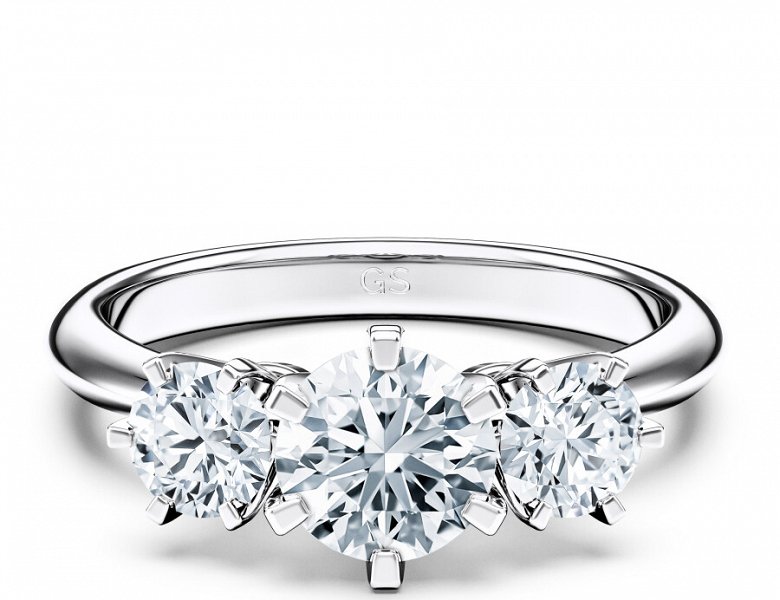 14K White Gold 3 Stone Diamond Ring | Barkev's