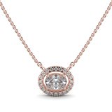 18ct Rose Gold Necklace with Oval & Round Lab Grown Diamond 0.62ct Total Weight, E-F / VS-VVS
