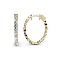 18ct Yellow Gold Oval Hoop Earring with Total 2cts Round Lab Grown Diamond