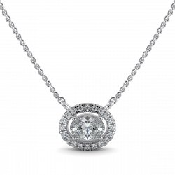 18ct White Gold Necklace with Oval & Round Lab Grown Diamond 0.62ct Total Weight, E-F / VS-VVS