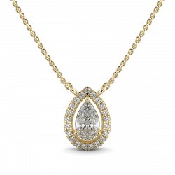 18ct Yellow Gold Necklace with Pear & Round Lab Grown Diamond 0.63ct Total Weight, E-F / VS-VVS