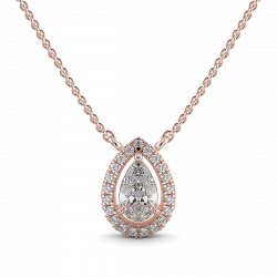 18ct Rose Gold Necklace with Pear & Round Lab Grown Diamond 0.63ct Total Weight, E-F / VS-VVS