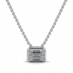 18ct White Gold Necklace with Emerald Lab Grown Diamond 0.50ct E-F / VS-VVS