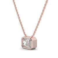 18ct Rose Gold Necklace with Emerald Lab Grown Diamond 0.50ct E-F / VS-VVS