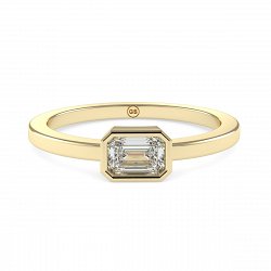 18ct Yellow Gold Ring Bezel Setting with Emerald Lab Grown Diamond 0.35ct, E-F / VS-VVS
