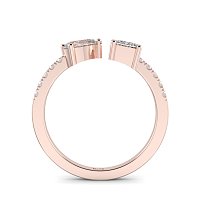 18ct Rose Gold Claw Set Ring with Emerald & Pear Lab Grown Diamond, 1.05ct Total Weight, E-F / VS-VVS