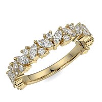 18CT YG SCATTERED MARQUI AND ROUND DIAMOND BAND