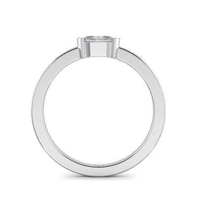18ct White Gold Ring Half Bezel Setting with Oval Lab Grown Diamond 0.35ct, E-F / VS-VVS