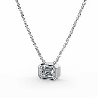 18ct White Gold Necklace with Emerald Lab Grown Diamond 0.50ct E-F / VS-VVS
