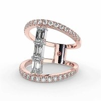 18ct Rose Gold Claw Set Ring with Emerald & Round Lab Grown Diamond, 1.34ct Total Weight, E-F / VS-VVS