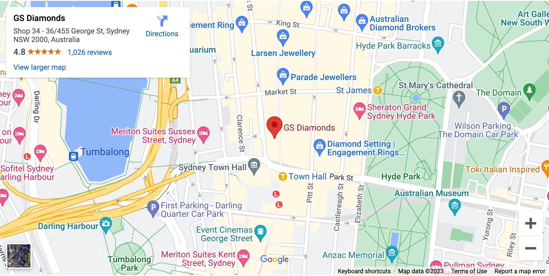 Sydney showroom map